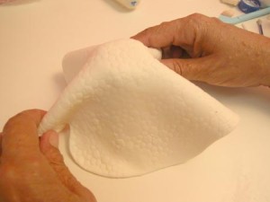 A massa com textura aplicada sobre o cone textura-sobre-cone