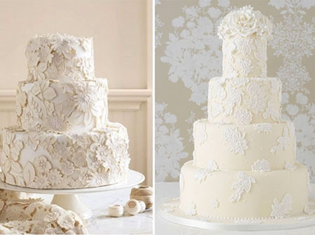 Flores em alto relevo bolo-de-casamento-rendado